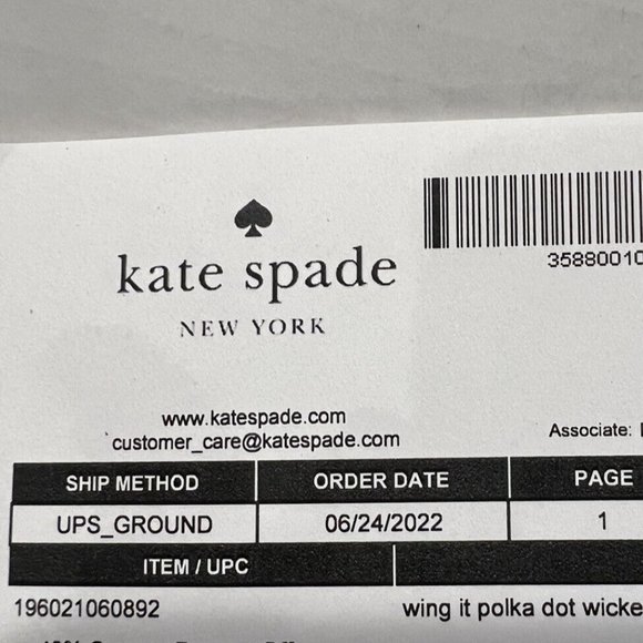 Kate Spade WING IT BUTTERFLY Polka Dot/Wicker Satchel/Bag New - Picture 12 of 12